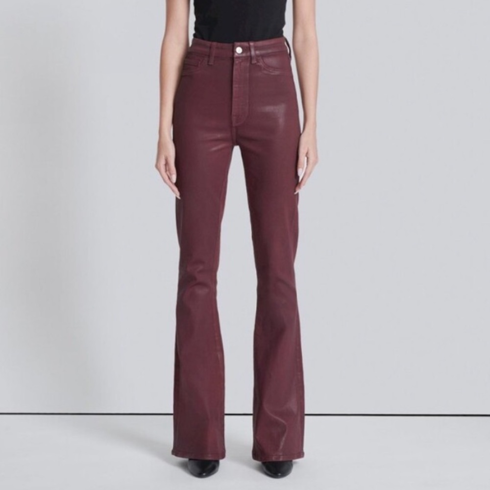 7 For All Mankind Ultra High Rise Skinny Bootcut in Coated Ruby‎ Rust